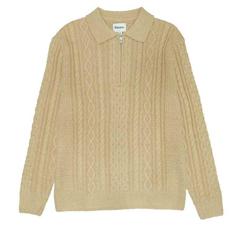 Rhythm Men's Mohair Quarter Zip Fisherman Knit - Image 3