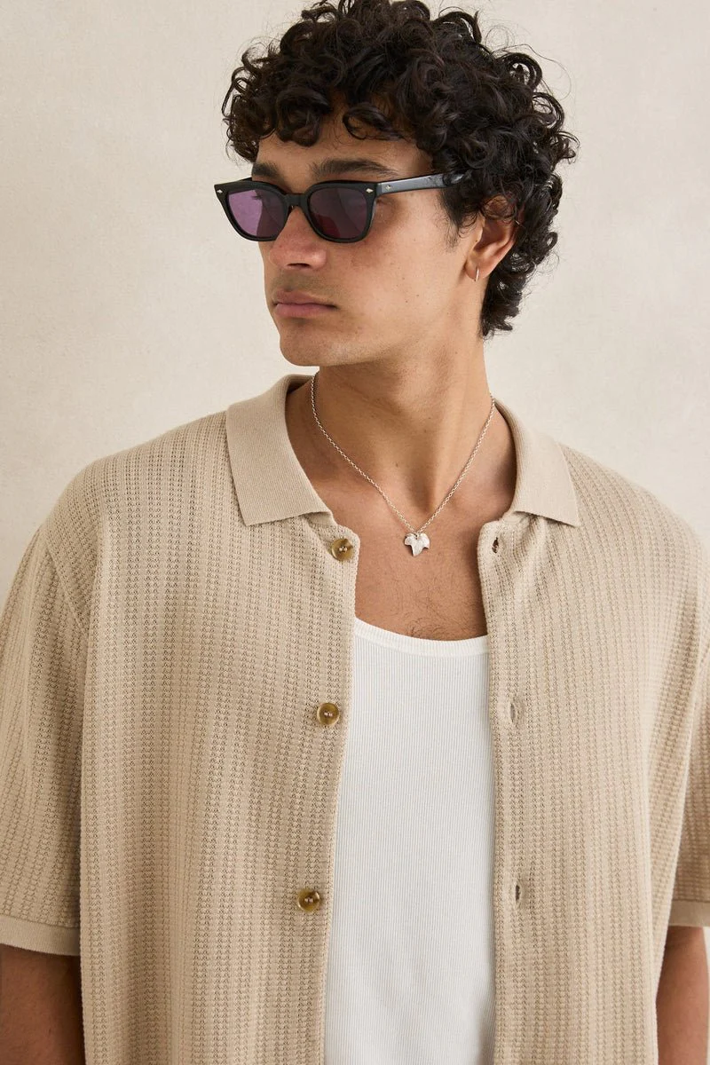 Rhythm Textured Knit Short Sleeve Shirt - Image 3